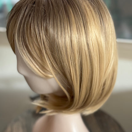 Tillstyle Blonde bob wig with bangs  ombre blonde short hair wigs for women