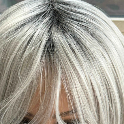 Tillstyle silver with dark roots wig with bangs