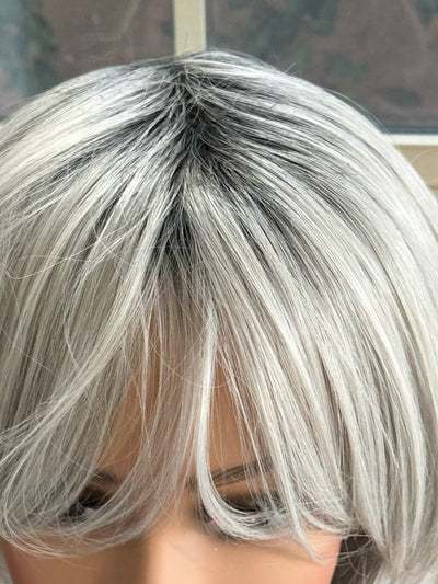 Tillstyle silver with dark roots wig with bangs