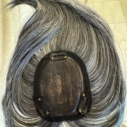 Tillstyle grey highlighted hair topper with bangs