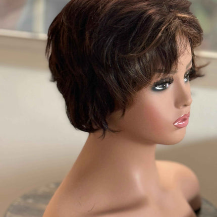 Tillstyle short brown wig wavy ends