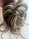 Tillstyle hair-bun scrunchie with bangs brown with ombre highlights