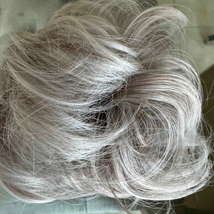 Tillstyle elastic messy bun hair piece curly hair bun pieces  white silver blonde grey salt and pepper