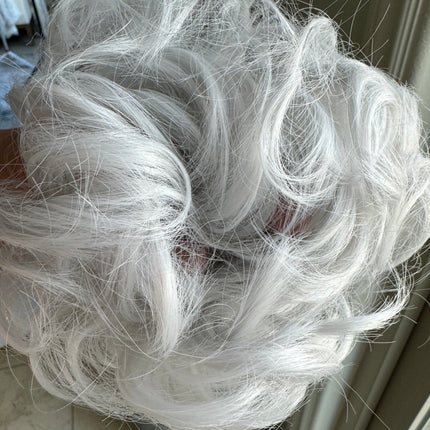 Tillstyle  white silver messy hair bun curly hair bun pieces