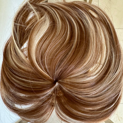 Tillstyle medium brown blonde highlighted hair piece  brown clip in hair toppers