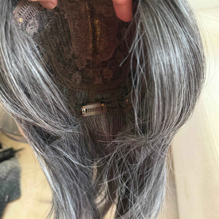 Till style grey salt and pepper  hair toppers for women / layered /bangs