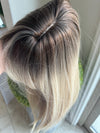 Tillstyle  blonde with ombre-brown roots hair toppers with bangs