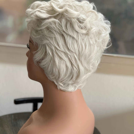 Tillstyle white curly wig /short wig