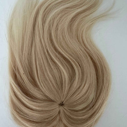 Tillstyle top hair piece 100%human hair light blonde #60clip in hair toppers for thinning crown/ widening part