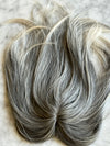 Till style  grey hair toppers for women  Salt and Pepper pale white with yellowish white ends