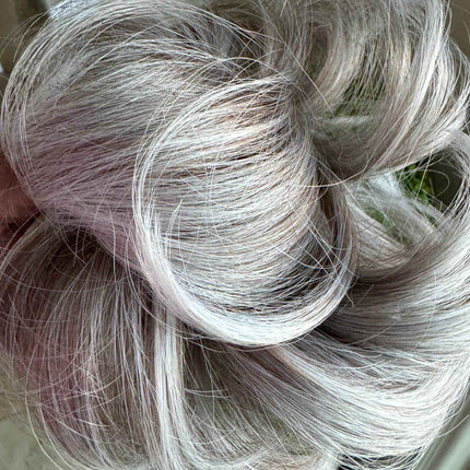 Tillstyle elastic messy bun hair piece curly hair bun pieces  white silver blonde grey salt and pepper