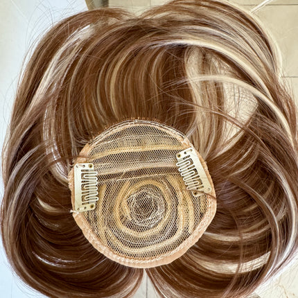 Tillstyle medium brown blonde highlighted hair piece  brown clip in hair toppers