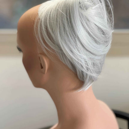 Tillstyle silver white straight hair bun