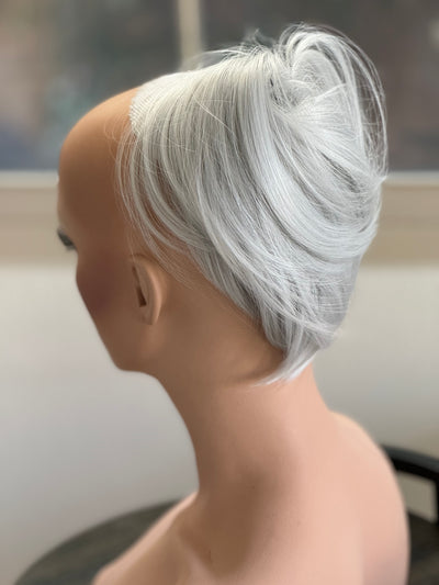 Tillstyle silver white straight hair bun