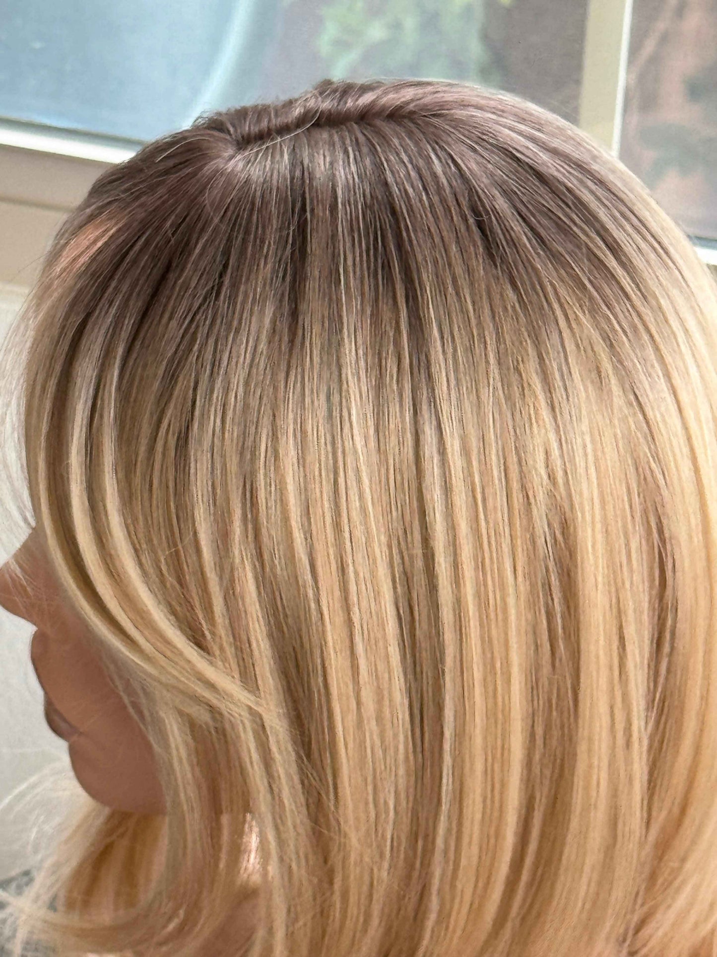 Tillstyle  blonde with brown roots hair toppers /butterfly bangs