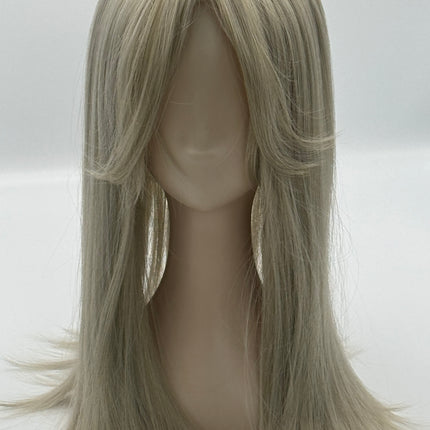 Till style blonde grey hair toppers for women  with butterfly bangs