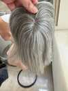 Tillstyle silver white Human Hair Toppers with bangs