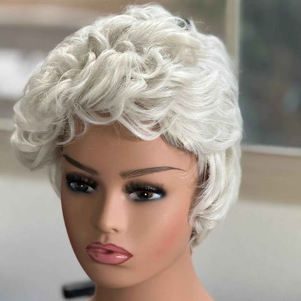 Tillstyle white curly wig /short wig