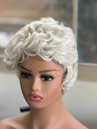 Tillstyle white curly wig /short wig