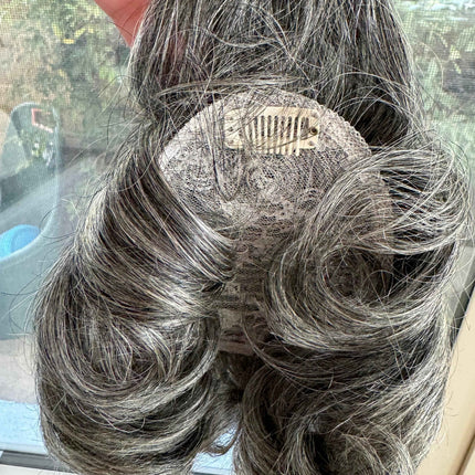 Tillstyle curly grey  Human Hair Toppers for women/ bangs