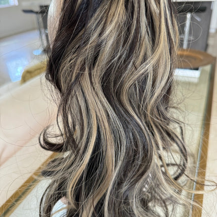 Tillstyle  brown with ombre /ash blonde highlights clip in ponytail