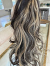 Tillstyle  brown with ombre /ash blonde highlights clip in ponytail