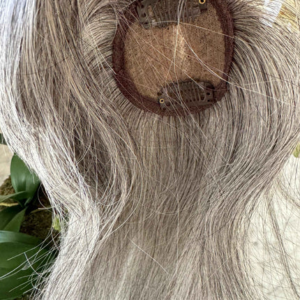 Tillstyle light grey Human Hair Toppers with bangs