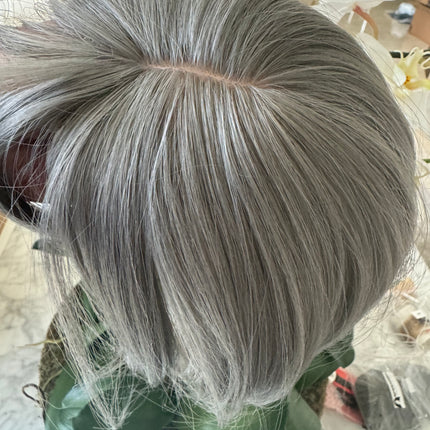 Tillstyle grey hair topper with bangs/thinning crown