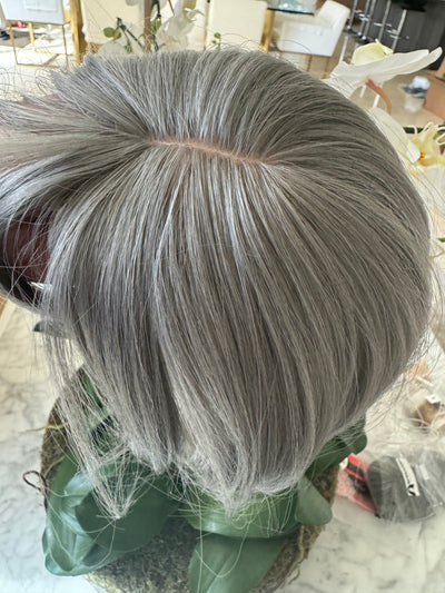 Tillstyle grey hair topper with bangs/thinning crown