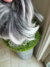 Tillstyle grey elastic hairbun scrunchie with bangs pony tail extension grey with white ends