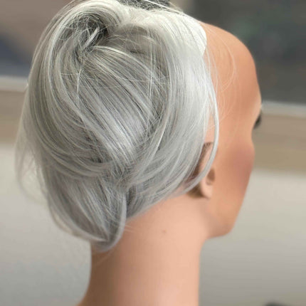 Tillstyle silver white straight hair bun