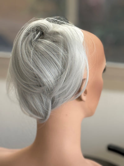 Tillstyle silver white straight hair bun