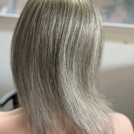 Tillstyle salt and pepper Grey Hair Topper | Grey Toppers for Women/alopecia widening part