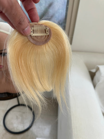 Tillstyle clip in human hair french bangs bright blonde