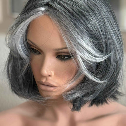 Tillstyle  grey layered wig /pale white ends/bangs