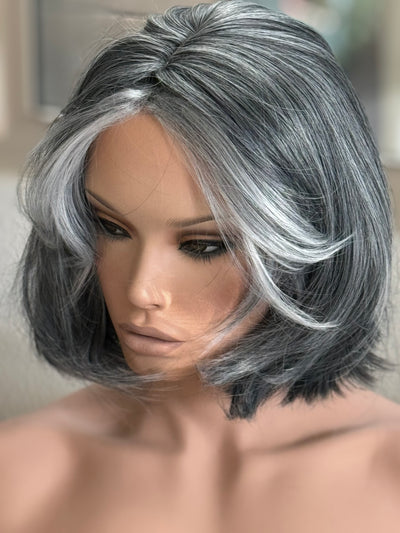 Tillstyle  grey layered wig /pale white ends/bangs
