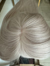 Tillstyle white blonde grey virgin human hair topper mono base