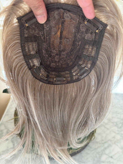 Tillstyle brown hair toppers for women /ash grey / bangs