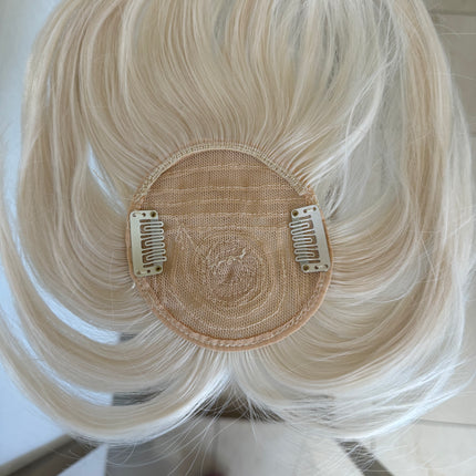 Tillstyle white blonde hair piece bleach blonde clip in hair toppers for thinning crown short hair styles