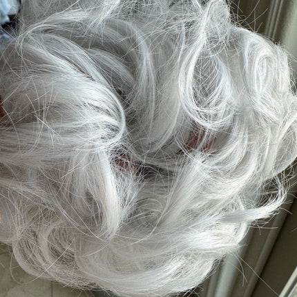 Tillstyle  white silver messy hair bun curly hair bun pieces