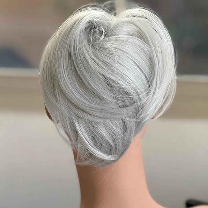 Tillstyle silver white straight hair bun