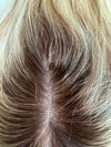 Tillstyle 100% Human Hair Toppers platinum blonde ash brown highlighted hair topper
