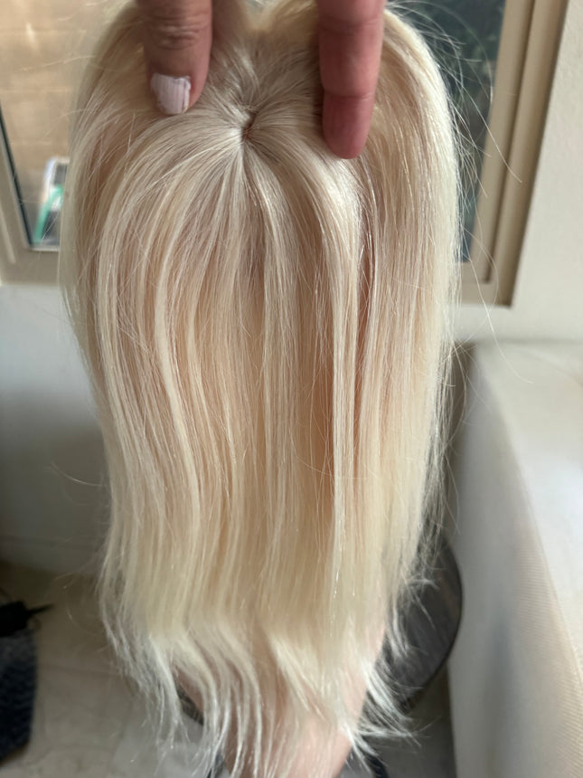 Tillstyle 100% human hair platinum blonde /white blonde top piece  clip in