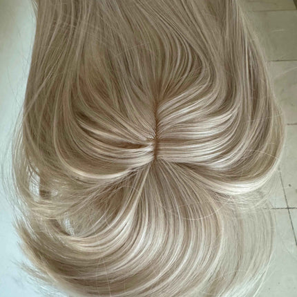 Tillstyle White hair topper with bangs/ash blonde highlighted