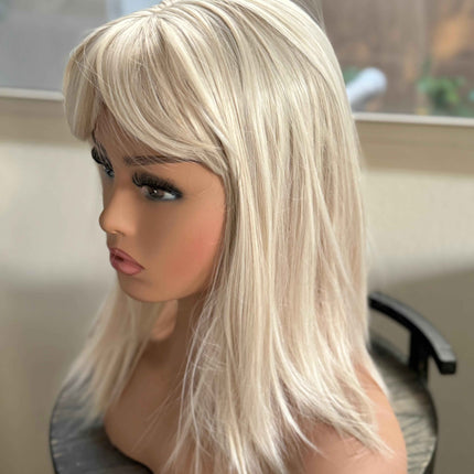 Tillstyle White hair topper with bangs/creamy white