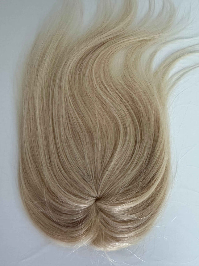 Tillstyle top hair piece 100%human hair light blonde #60clip in hair toppers for thinning crown