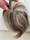 Tillstyle top hair piece 100%human hair ash brown/ bleach blonde highlights clip in hair toppers