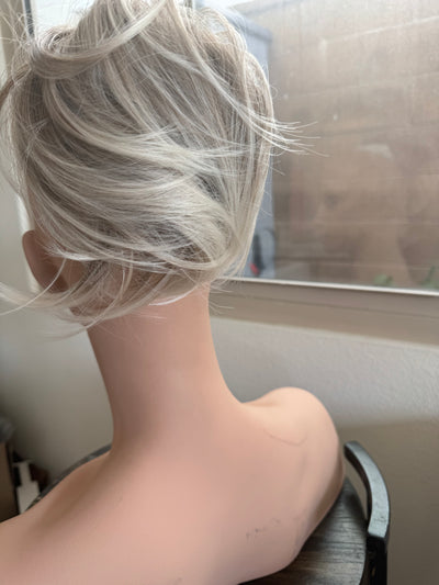 Tillstyle  ash blonde straight hair bun