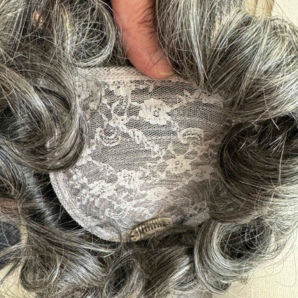 Tillstyle curly grey  Human Hair Toppers for women/ bangs