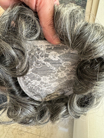 Tillstyle curly grey  Human Hair Toppers for women/ bangs